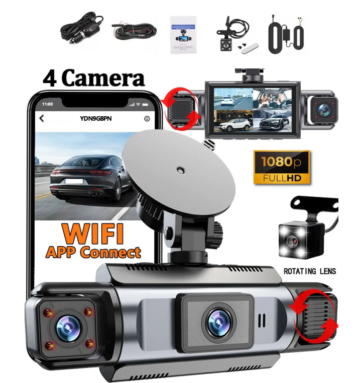 CAMARA CARRO 4 EN 1 RETROVISOR Y FRONTAL